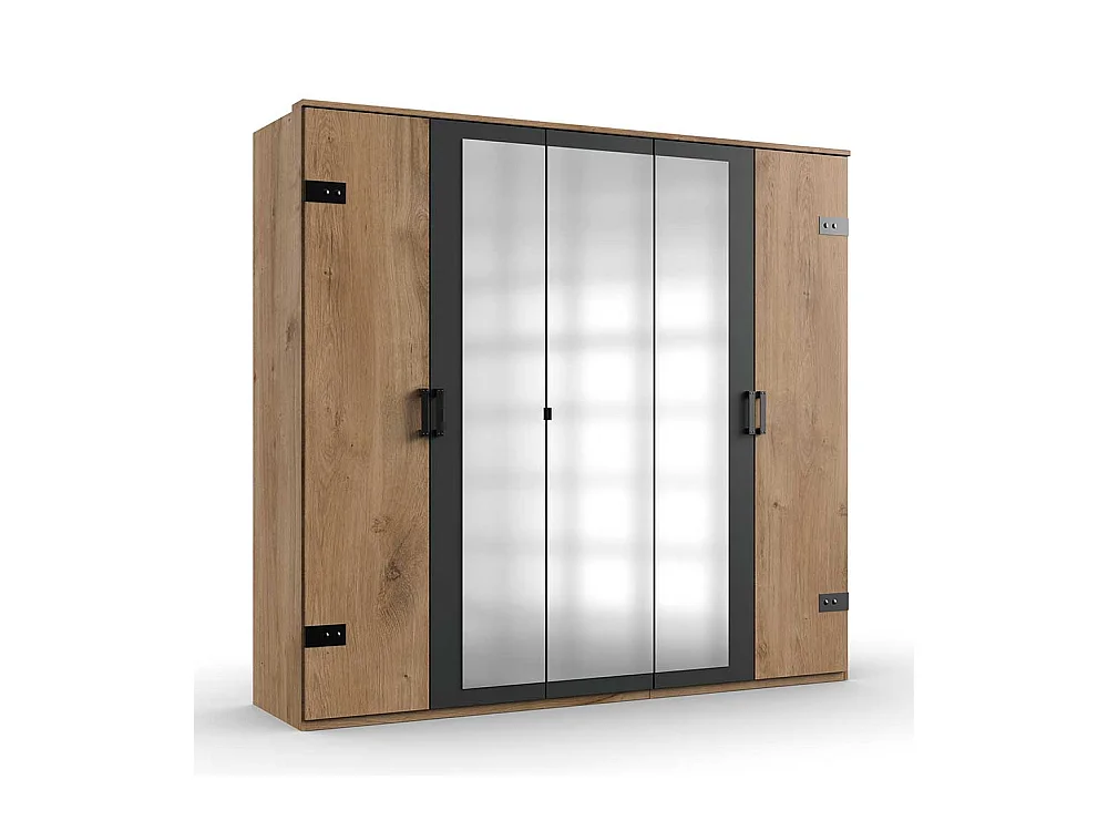 Kleiderschrank mit Spiegeln im Industry und Loft Stil 225 cm breit