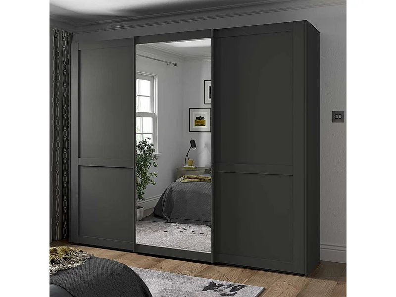 Kleiderschrank Schiebetüren modern im Landhausstil Dunkelgrau