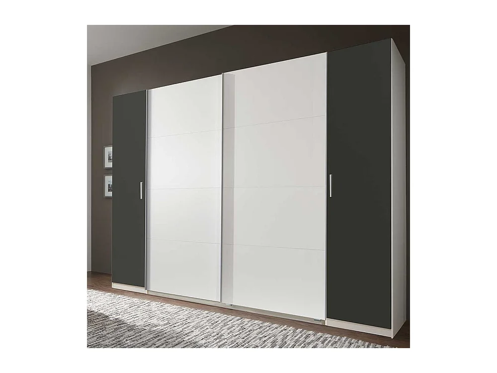 Moderner Kleiderschrank in Weiß und Dunkelgrau Made in Germany