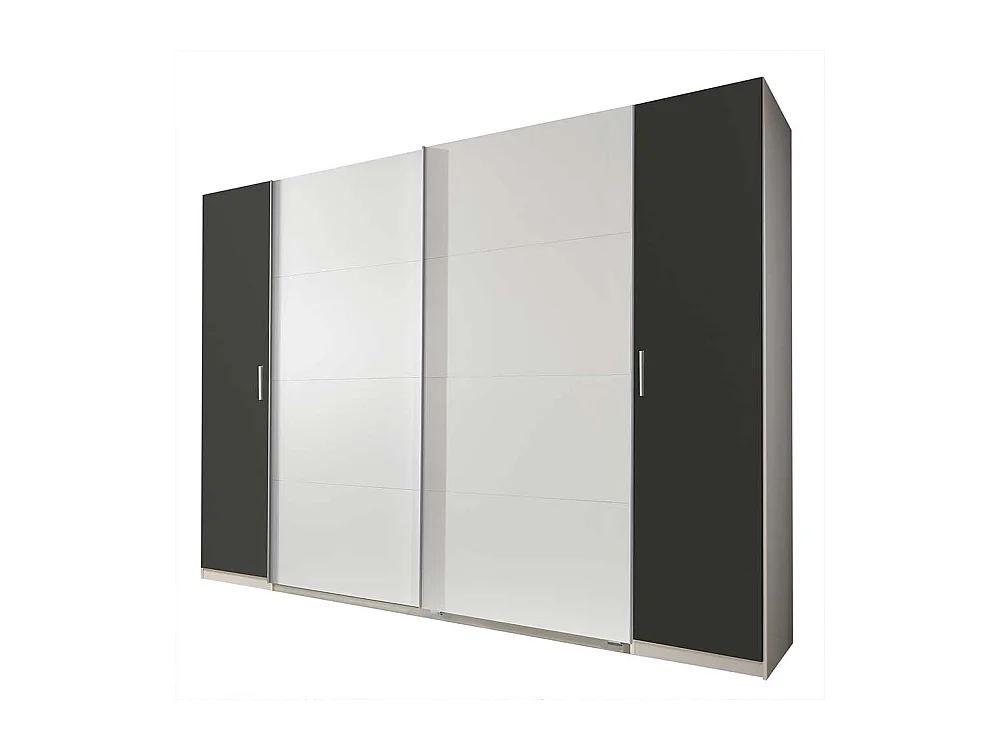 Moderner Kleiderschrank in Weiß und Dunkelgrau Made in Germany