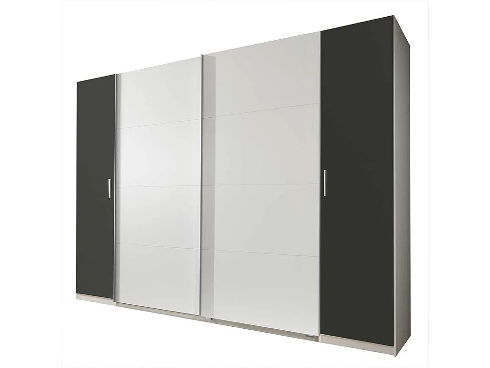 Moderner Kleiderschrank in Weiß und Dunkelgrau Made in Germany
