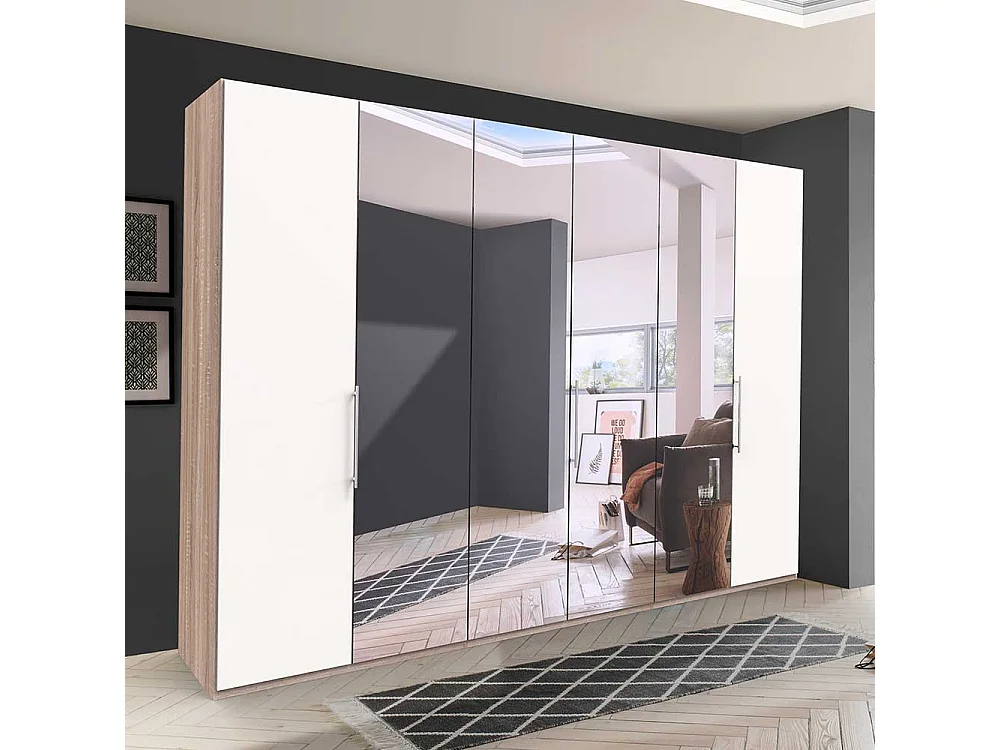 Großer Spiegel Schlafzimmerschrank mit Falttüren Made in Germany