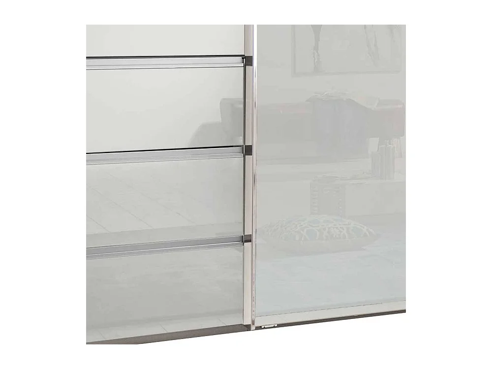 Schwebetürenkleiderschrank weiß Front glasbeschichtet Made in Germany