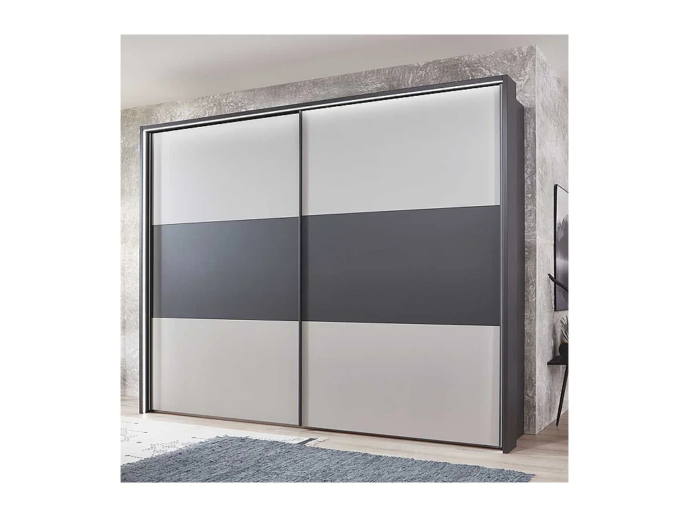 Schwebetürenkleiderschrank in Anthrazit und Hellgrau Made in Germany