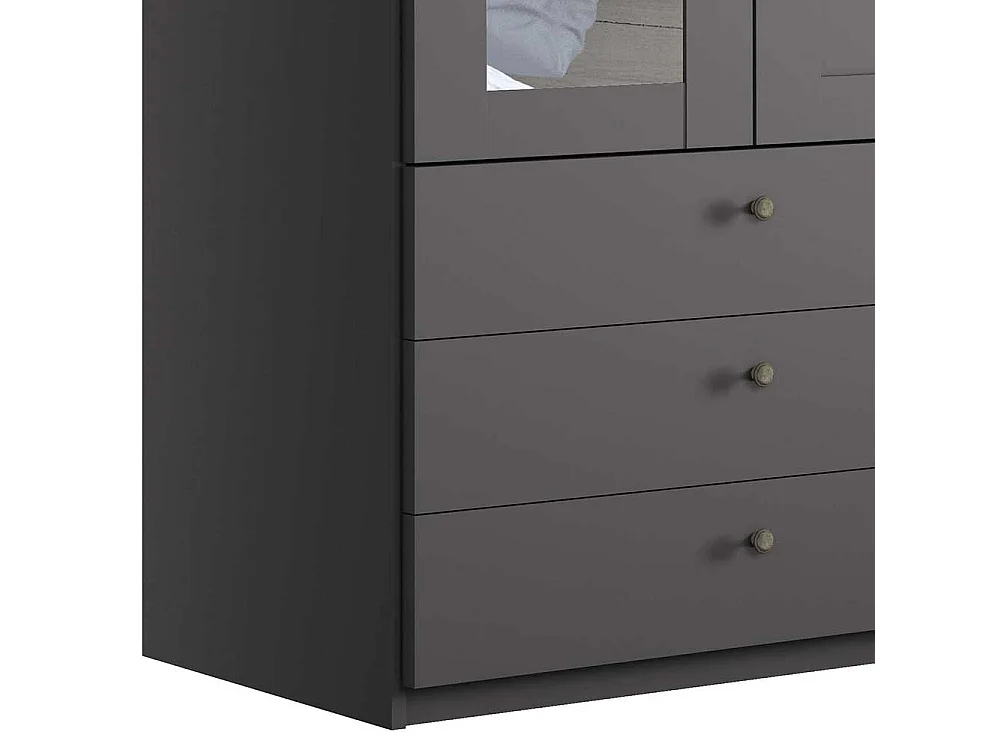 Schlafzimmerschrank modern Landhaus in Dunkelgrau drei Schubladen