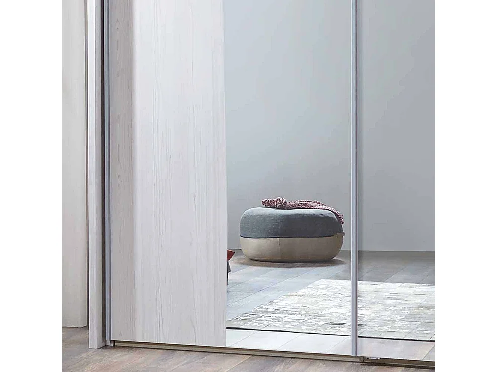 Schiebetüren Kleiderschrank in Lärche Weiß Spiegel