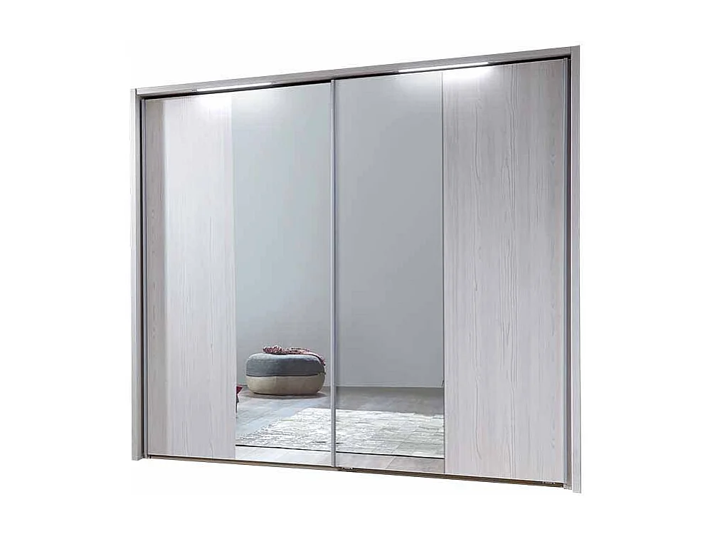 Schiebetüren Kleiderschrank in Lärche Weiß Spiegel