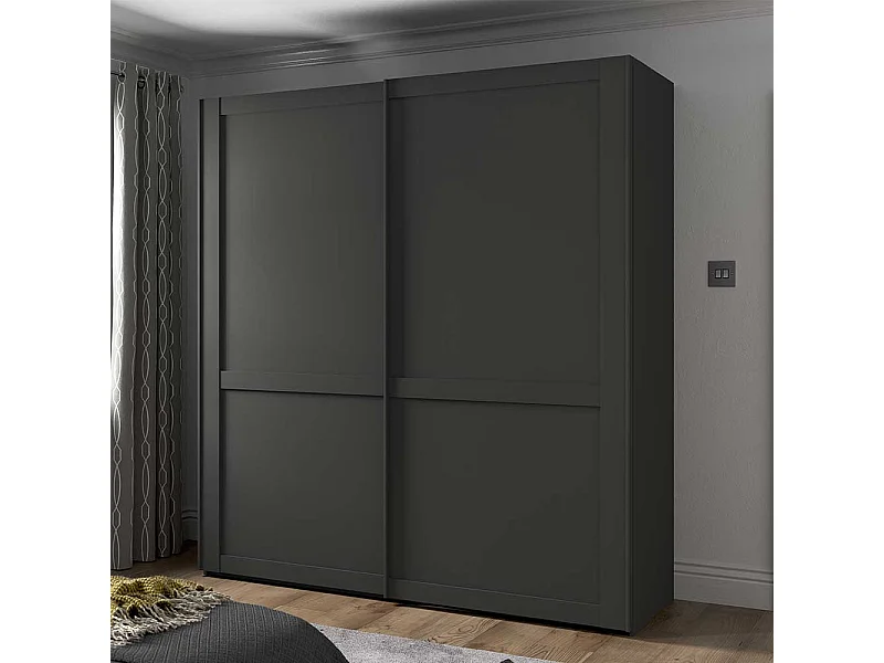 Kleiderschrank mit 2 Schiebetüren in Dunkelgrau Made in Germany