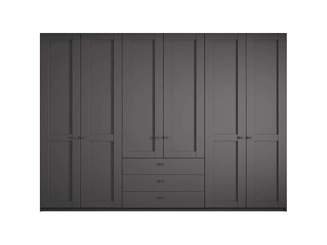 XL Kleiderschrank 6 Türen in Dunkelgrau Landhaus 300 cm breit
