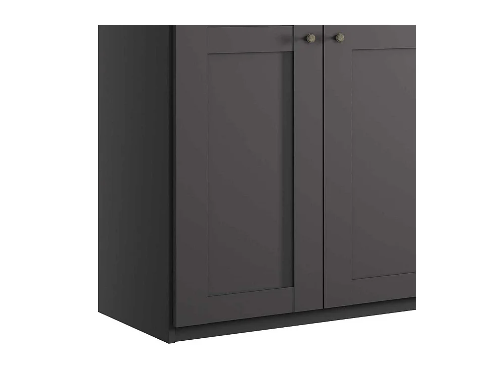 XL Kleiderschrank 6 Türen in Dunkelgrau Landhaus 300 cm breit