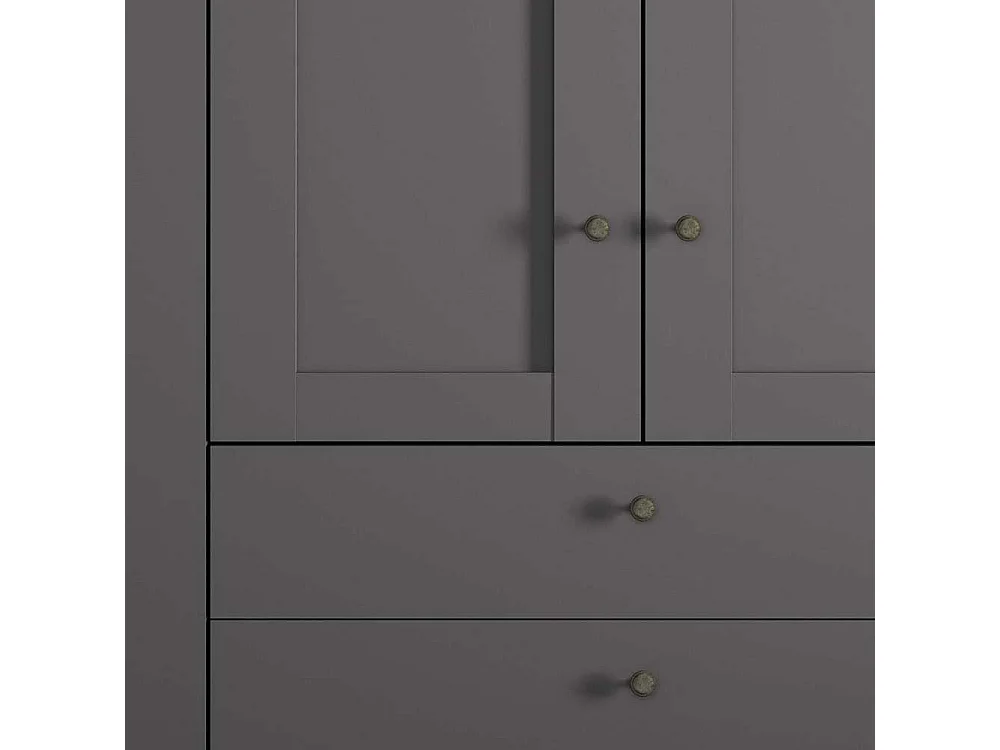 XL Kleiderschrank 6 Türen in Dunkelgrau Landhaus 300 cm breit