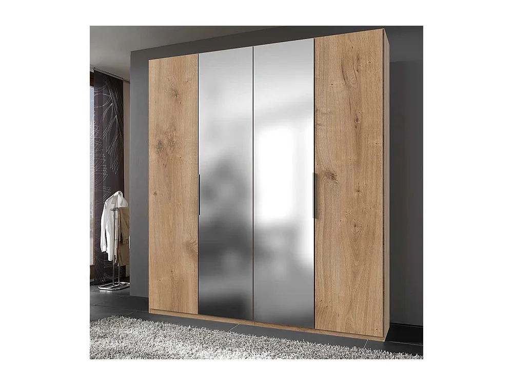 Kleiderschrank mit 4 Türen in Plankeneiche NB 200 cm breit