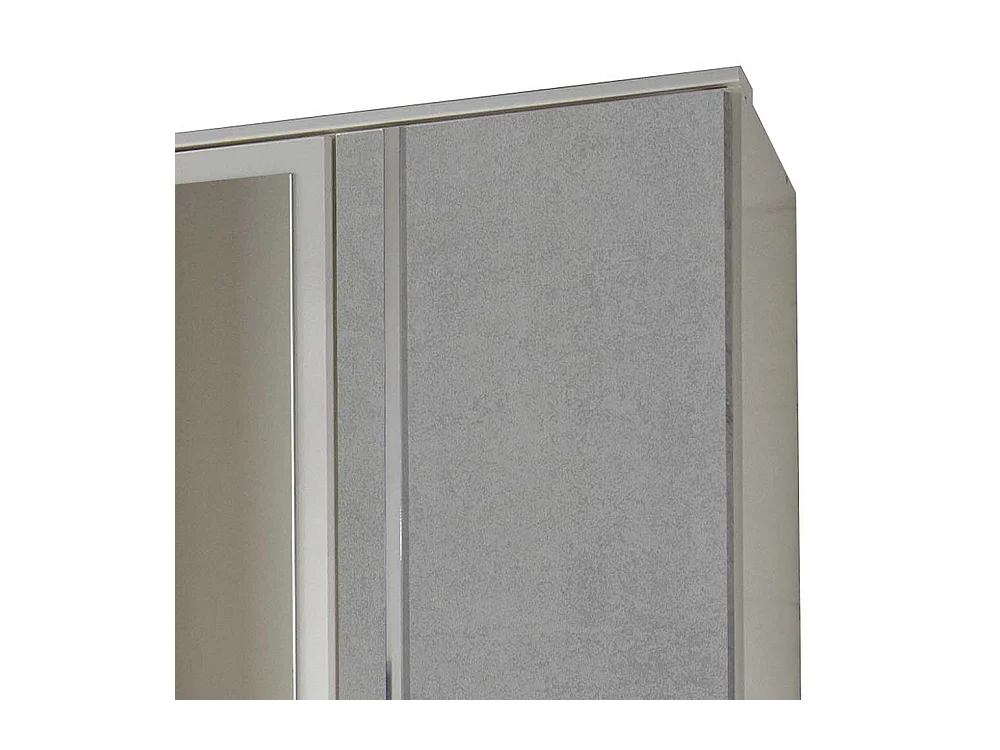 Spiegeltürenschrank in Weiß und Beton Optik Lichtgrau Made in Germany