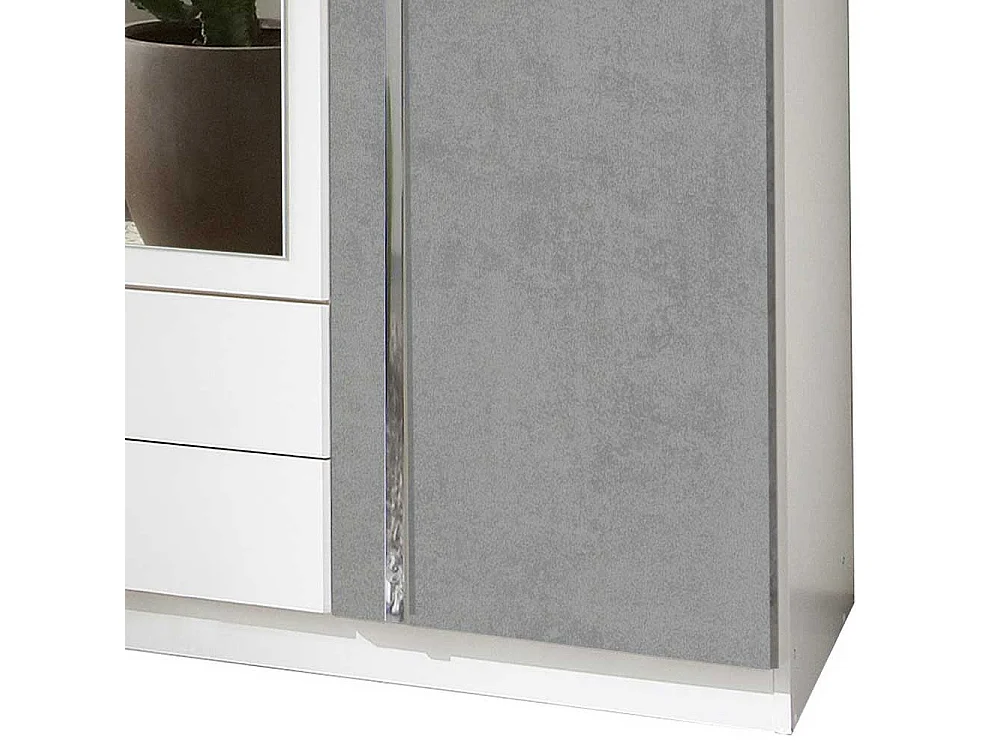 Spiegeltürenschrank in Weiß und Beton Optik Lichtgrau Made in Germany