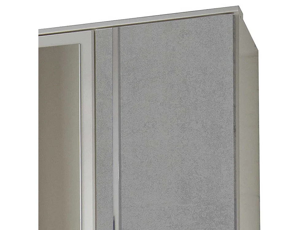 Spiegeltürenschrank in Weiß und Beton Optik Lichtgrau Made in Germany