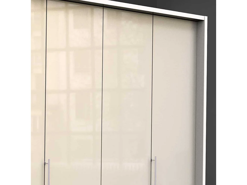 Großer Kleiderschrank mit 3 Falttüren Cremefarben