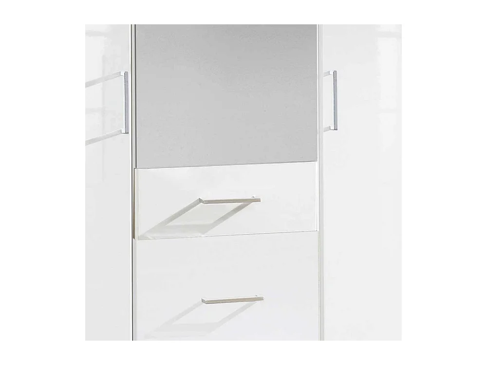 Weißer Drehtürenschrank mit Spiegel drei Schubladen
