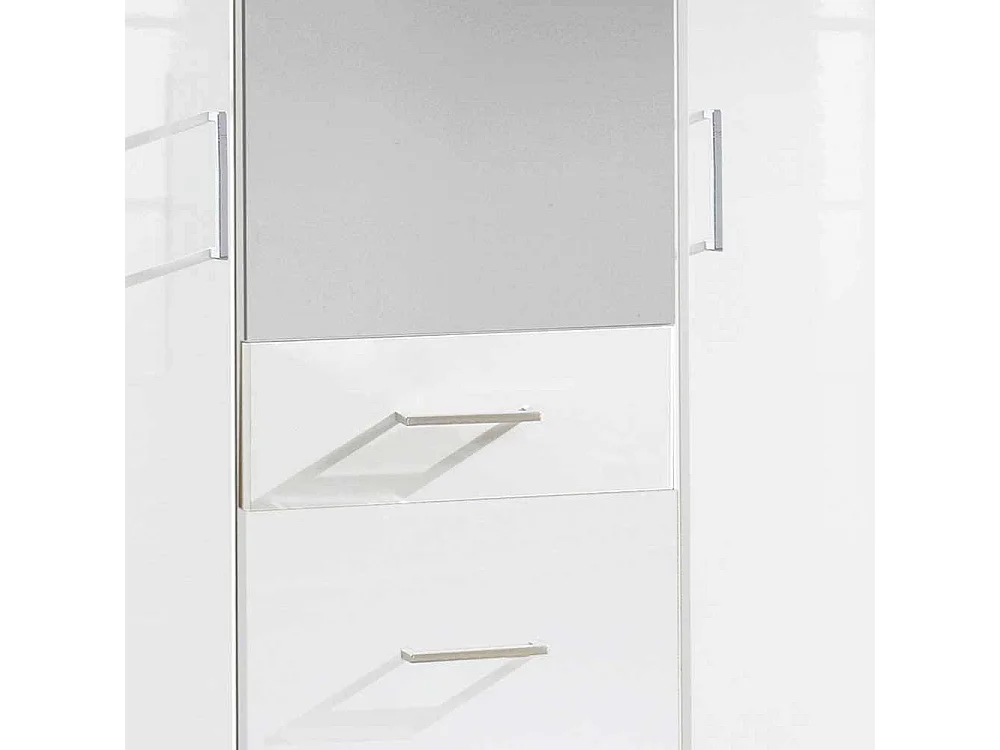 Weißer Drehtürenschrank mit Spiegel drei Schubladen