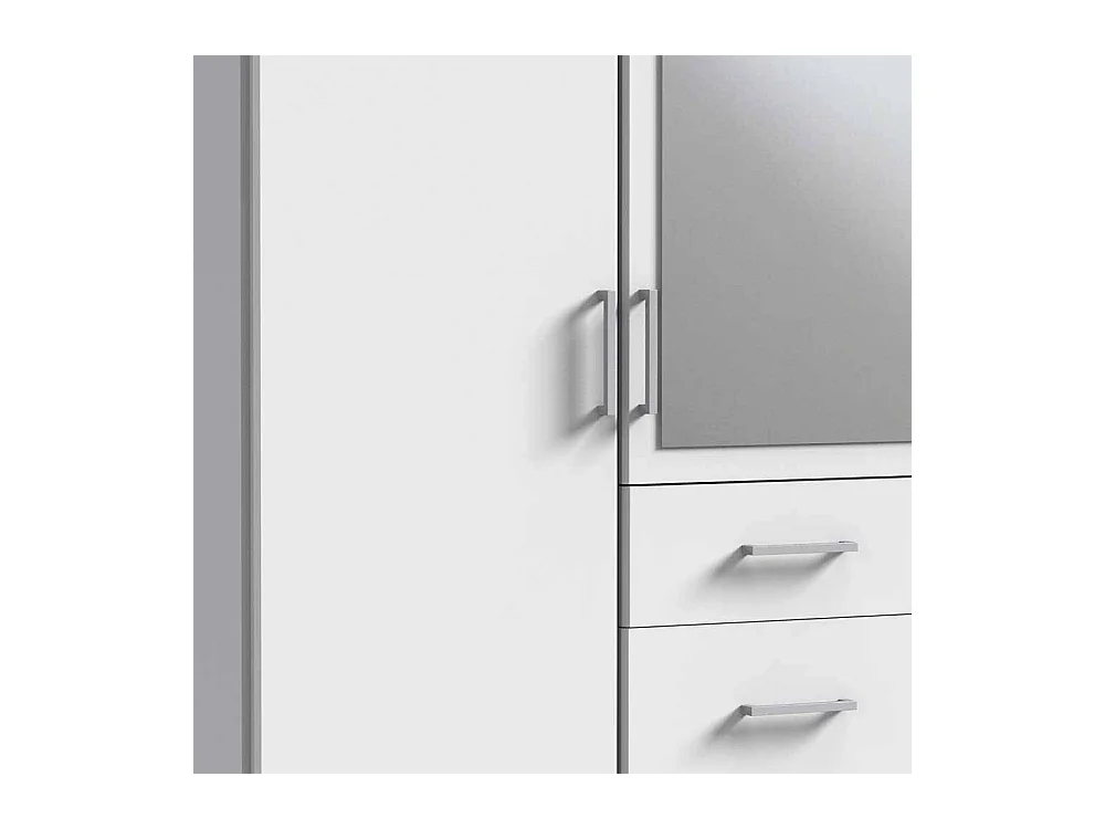 Kleiderschrank weiß mit Spiegel und drei Schubladen Made in Germany