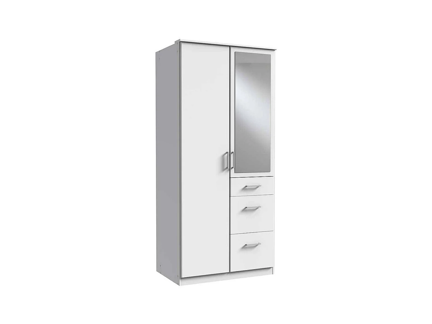 Kleiderschrank weiß mit Spiegel und drei Schubladen Made in Germany
