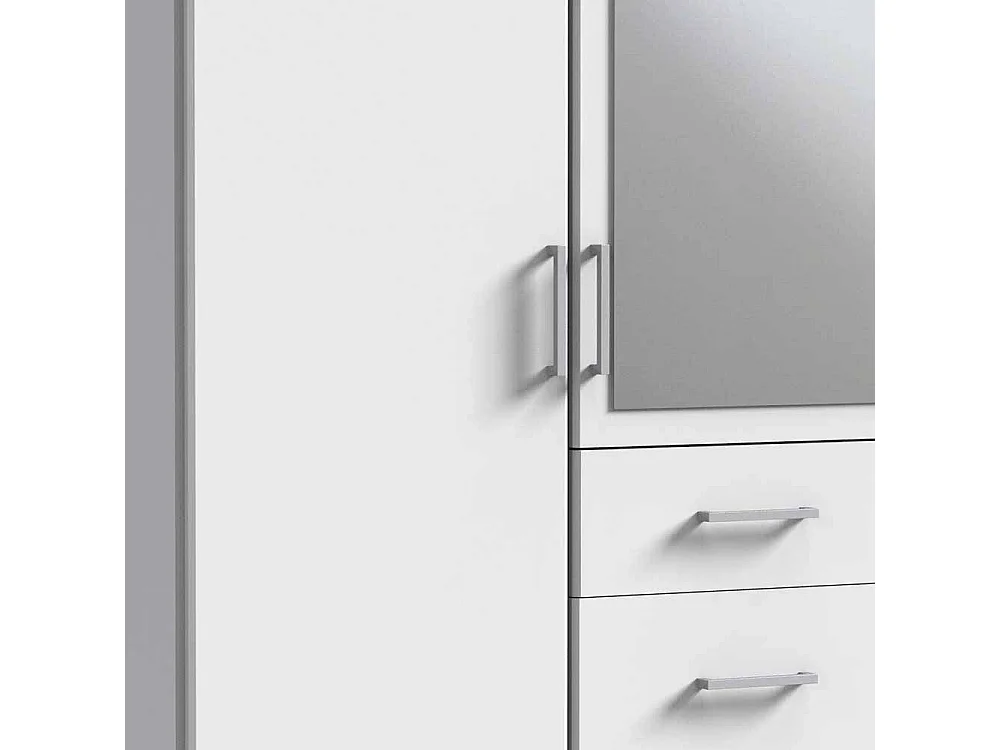 Kleiderschrank weiß mit Spiegel und drei Schubladen Made in Germany