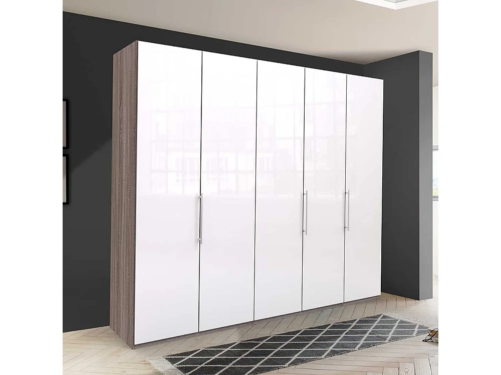 Panorama Schlafzimmerschrank in Weiß Eiche Trüffelfarben