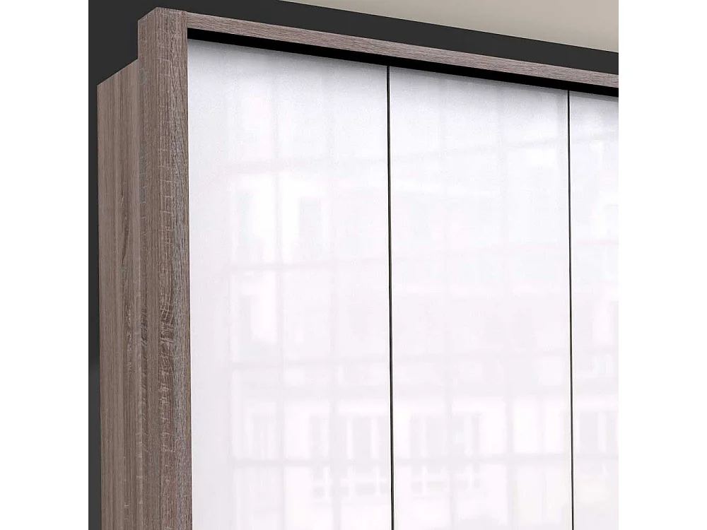 Panorama Schlafzimmerschrank in Weiß Eiche Trüffelfarben