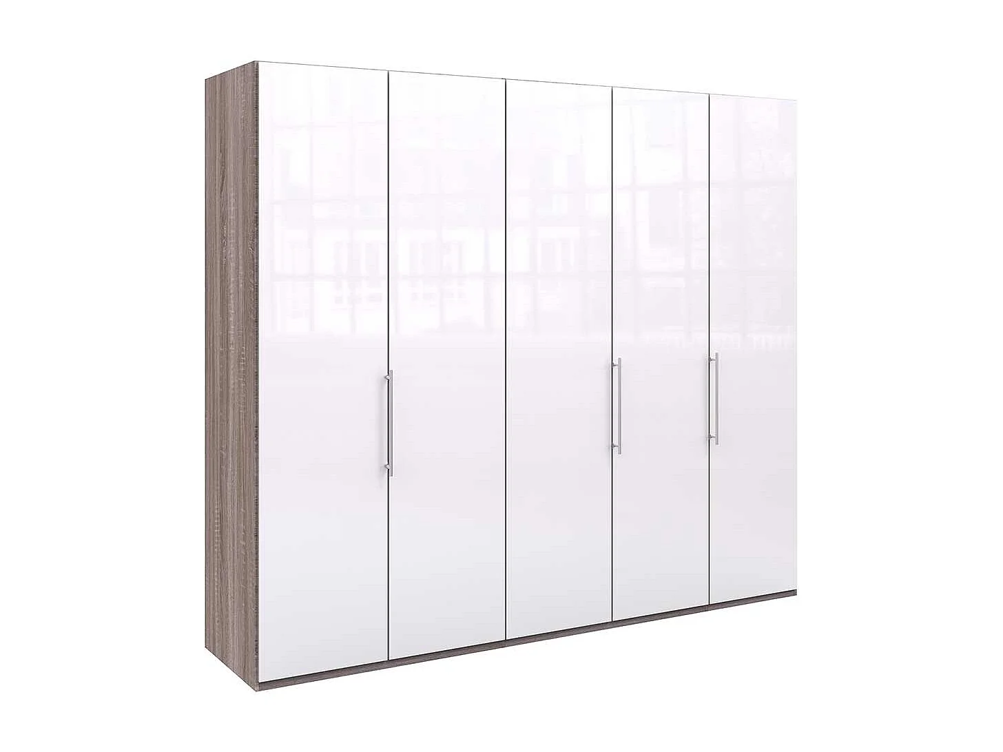 Panorama Schlafzimmerschrank in Weiß Eiche Trüffelfarben