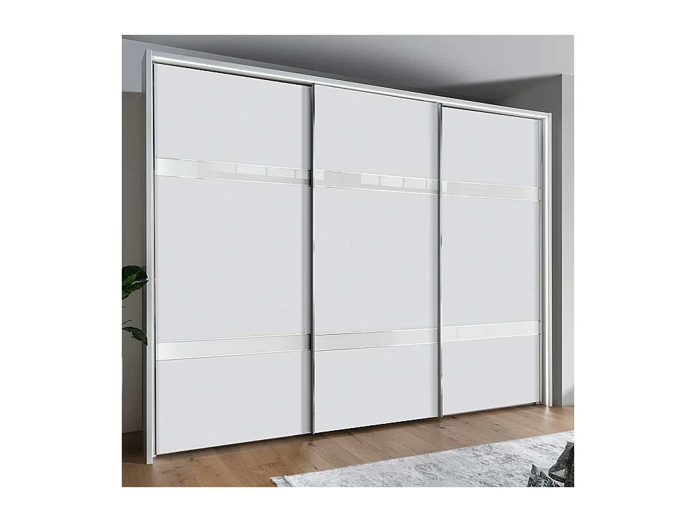 Kleiderschrank in Weiß und Chromfarben Schwebetüren