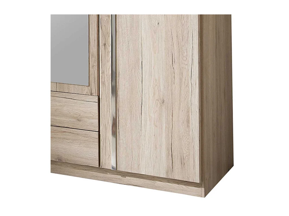 Eiche San Remo Kleiderschrank mit Spiegeltüren zwei Schubladen