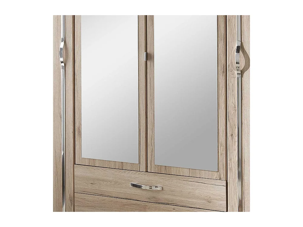 Eiche San Remo Kleiderschrank mit Spiegeltüren zwei Schubladen