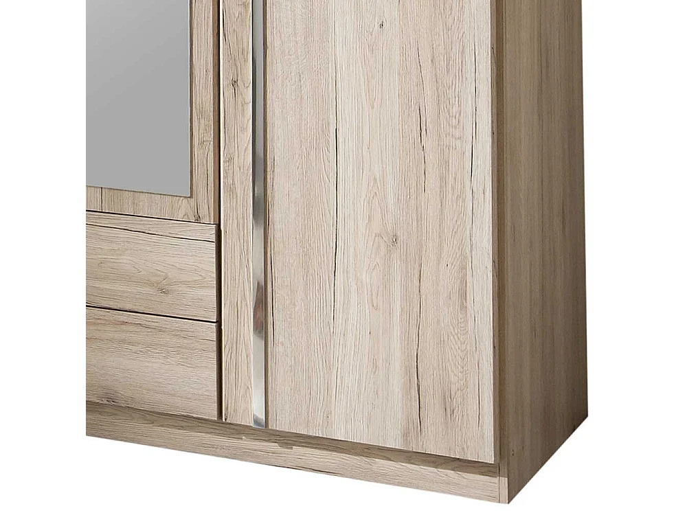 Eiche San Remo Kleiderschrank mit Spiegeltüren zwei Schubladen