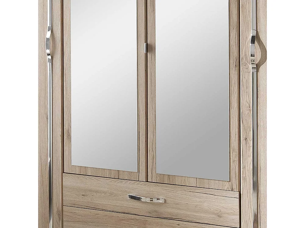 Eiche San Remo Kleiderschrank mit Spiegeltüren zwei Schubladen