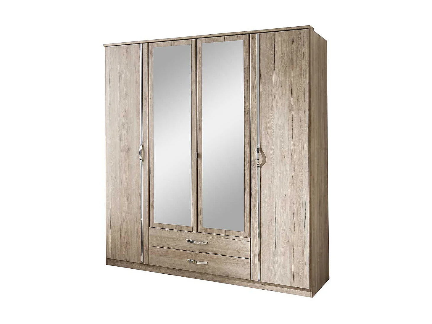 Eiche San Remo Kleiderschrank mit Spiegeltüren zwei Schubladen