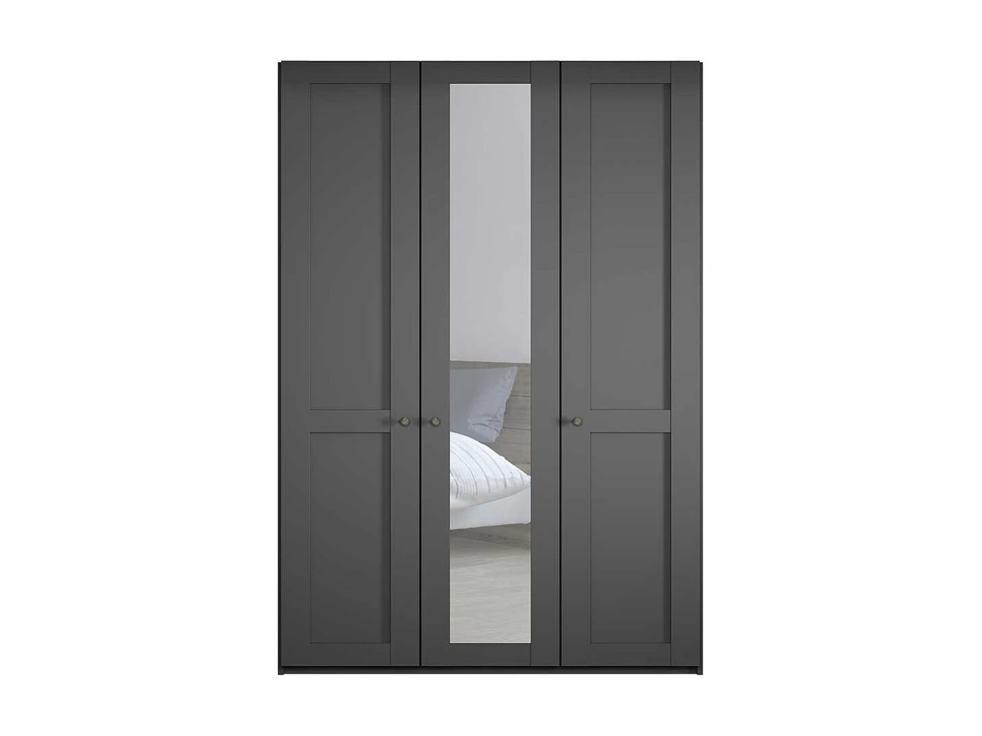 Drehtürenschrank mit Spiegel Landhaus in Dunkelgrau 150 cm breit