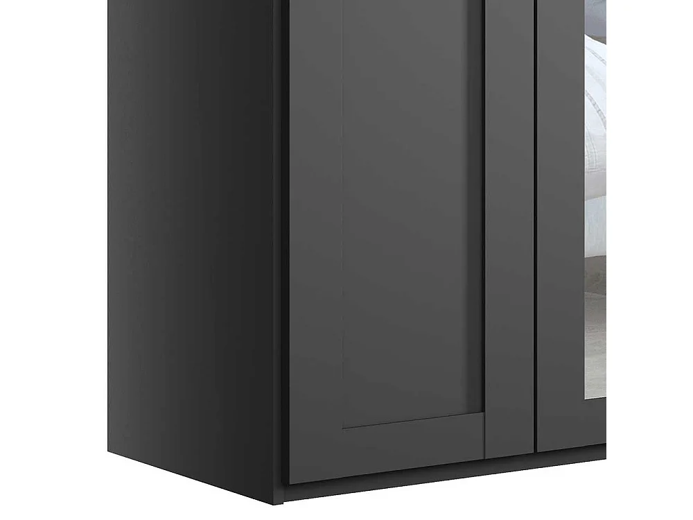 Drehtürenschrank mit Spiegel Landhaus in Dunkelgrau 150 cm breit