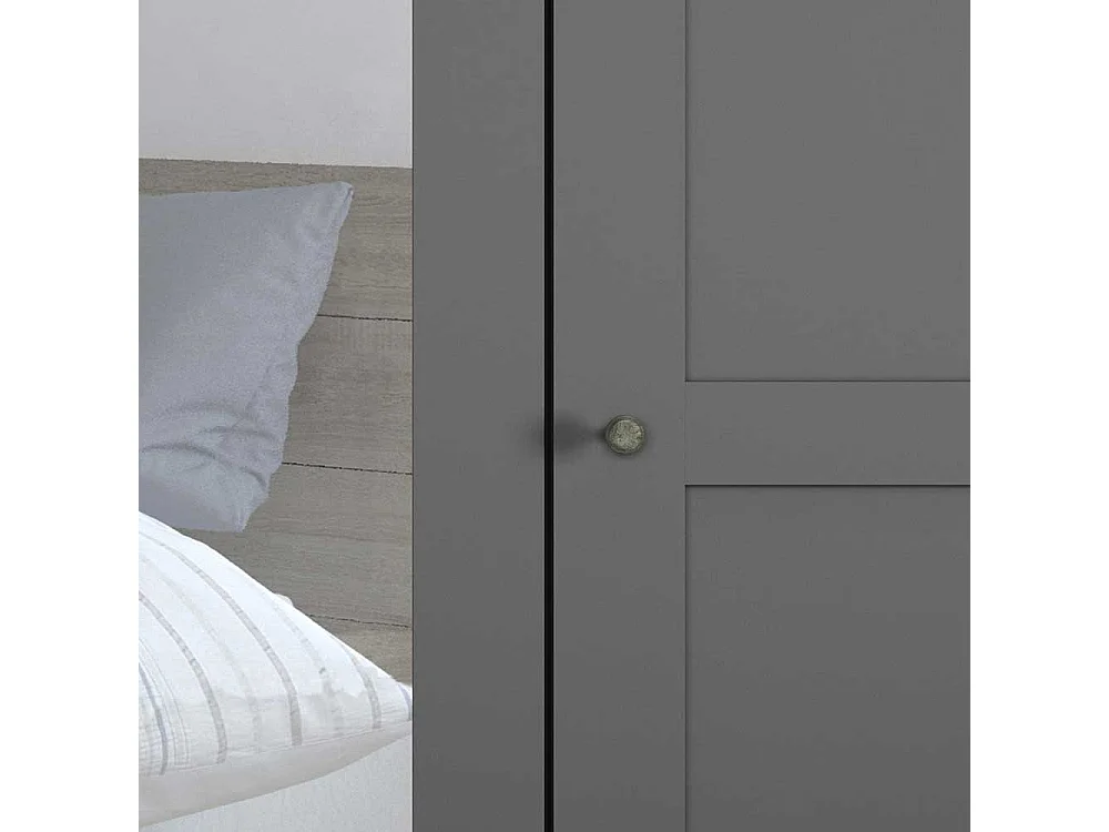 Drehtürenschrank mit Spiegel Landhaus in Dunkelgrau 150 cm breit