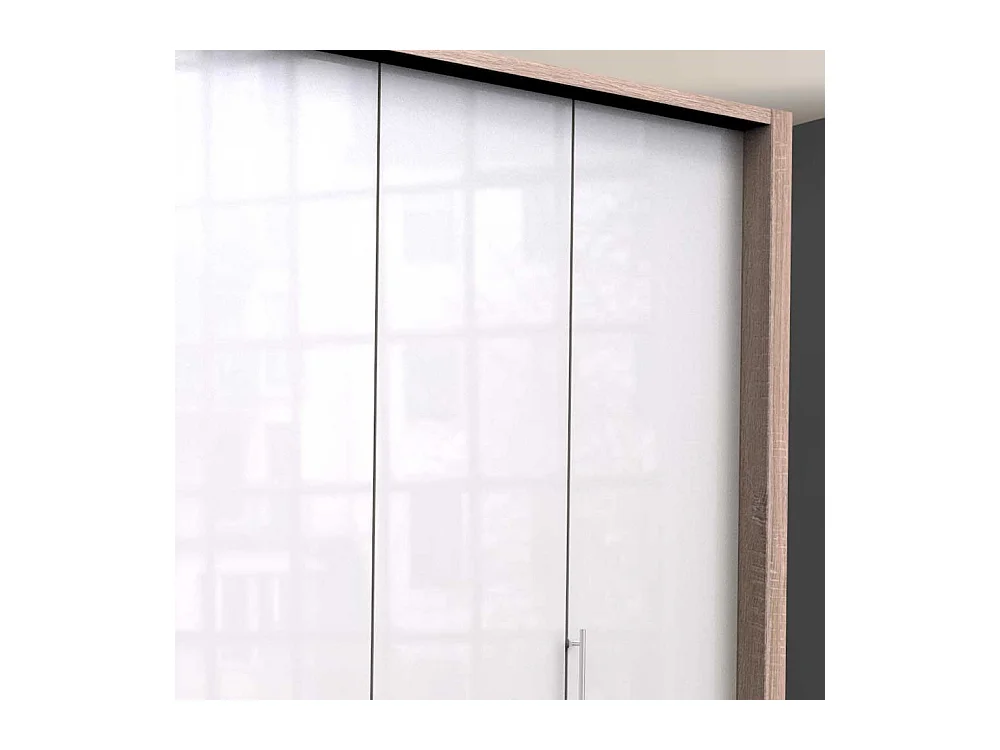 Jugend Kleiderschrank 2 türig mit Schubladen Weiß Eiche Sägerau