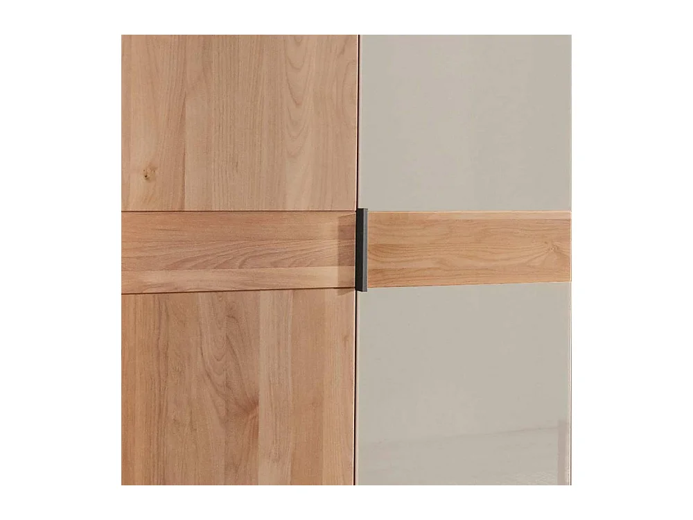 Drehtürenschrank Kleiderschrank in Erlefarben mit Metallgriffen