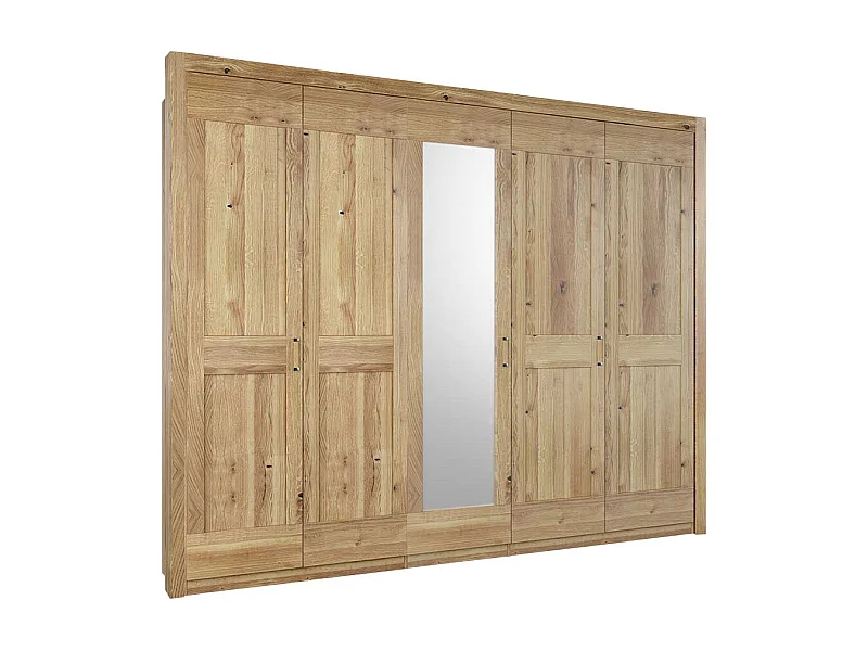 Asteiche teilmassiv Kleiderschrank mit Spiegeltür 221 cm hoch
