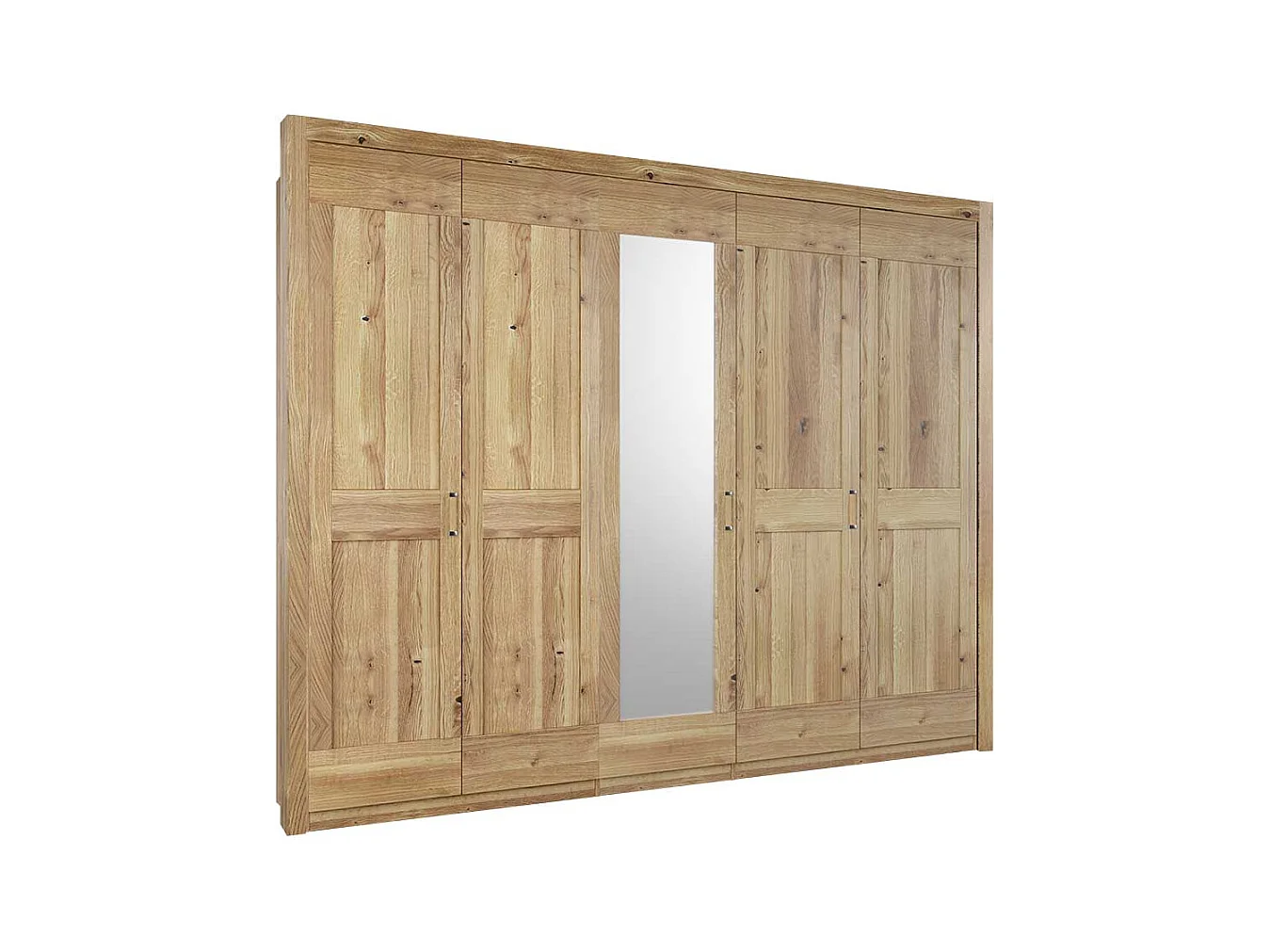 Asteiche teilmassiv Kleiderschrank mit Spiegeltür 221 cm hoch