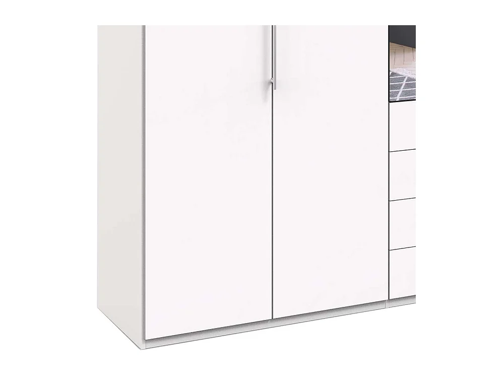 XL Kleiderschrank mit Falttüren und Spiegel Weiß