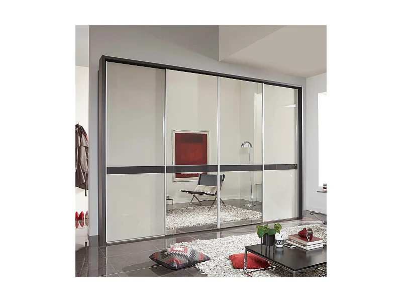 Kleiderschrank in Anthrazit und Hellgrau Schwebetüren