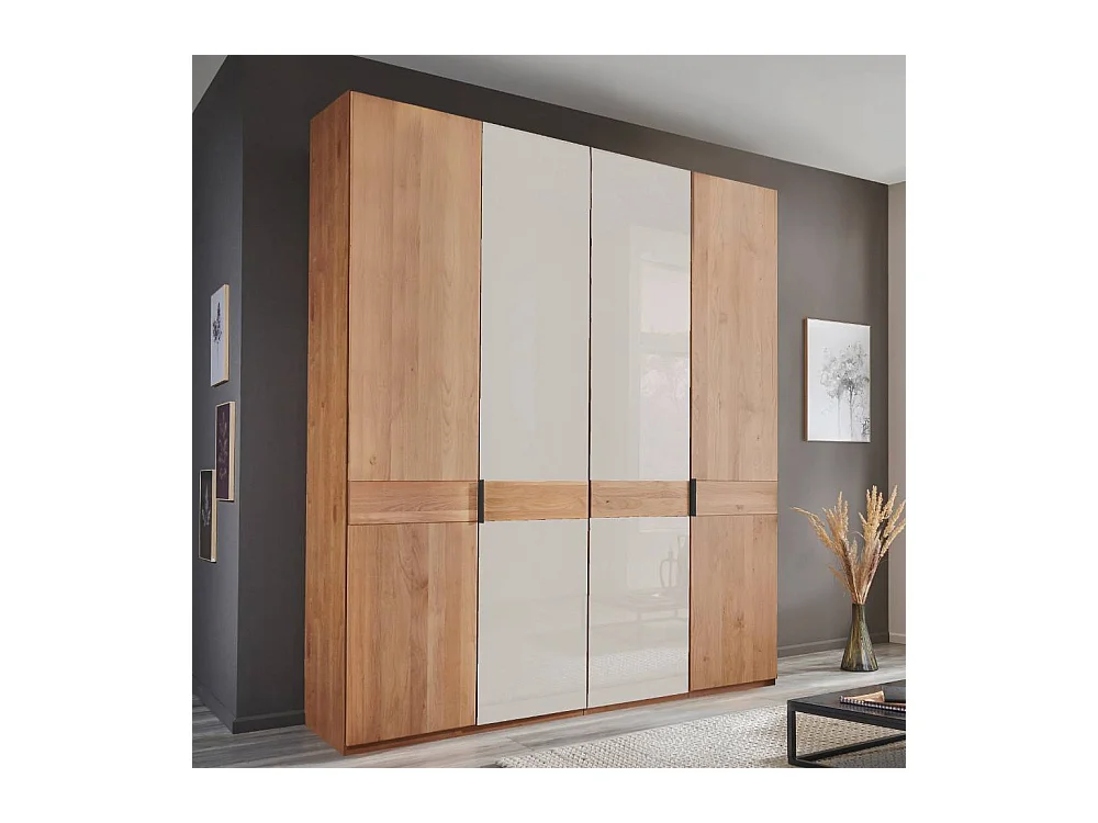 Schlafzimmerkleiderschrank Drehtürschrank in Erlefarben und Weiß