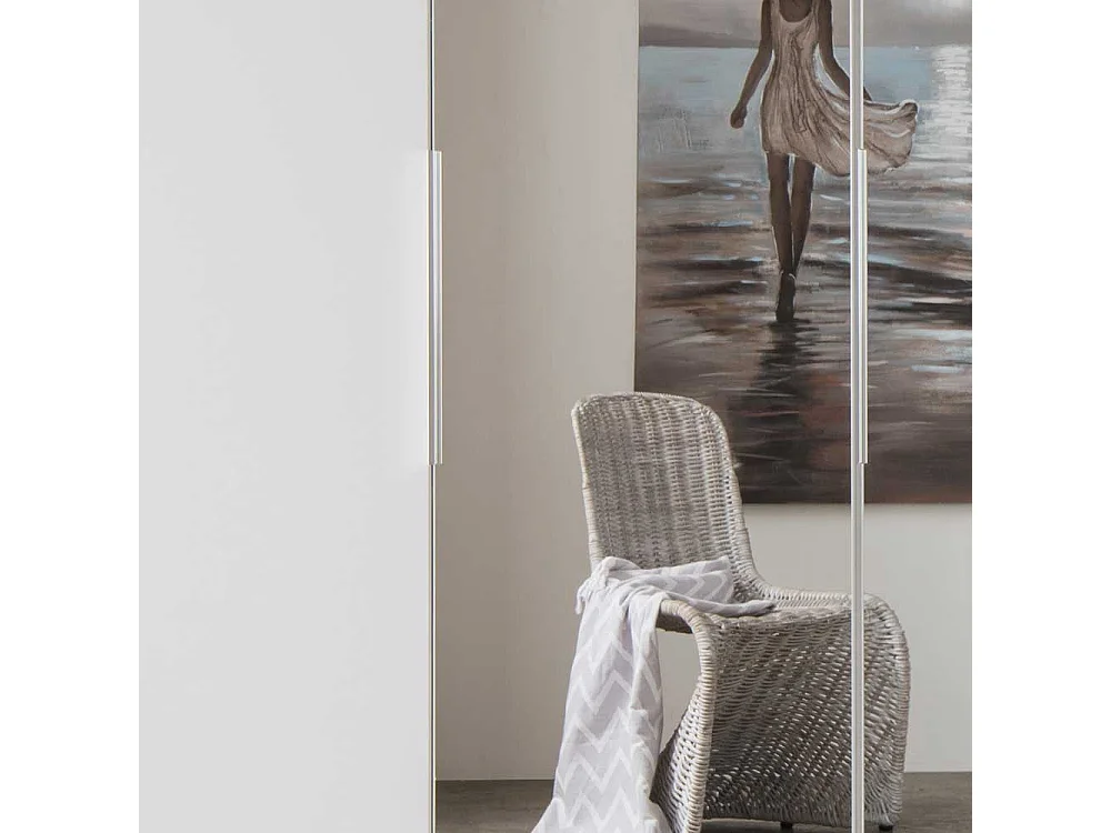 Spiegel Schlafzimmerschrank in Weiß Dreh- und Falttüren