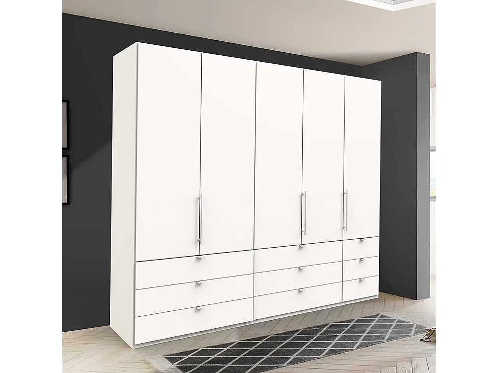 Weißer Ankleideschrank mit neun Schubladen 3 türig