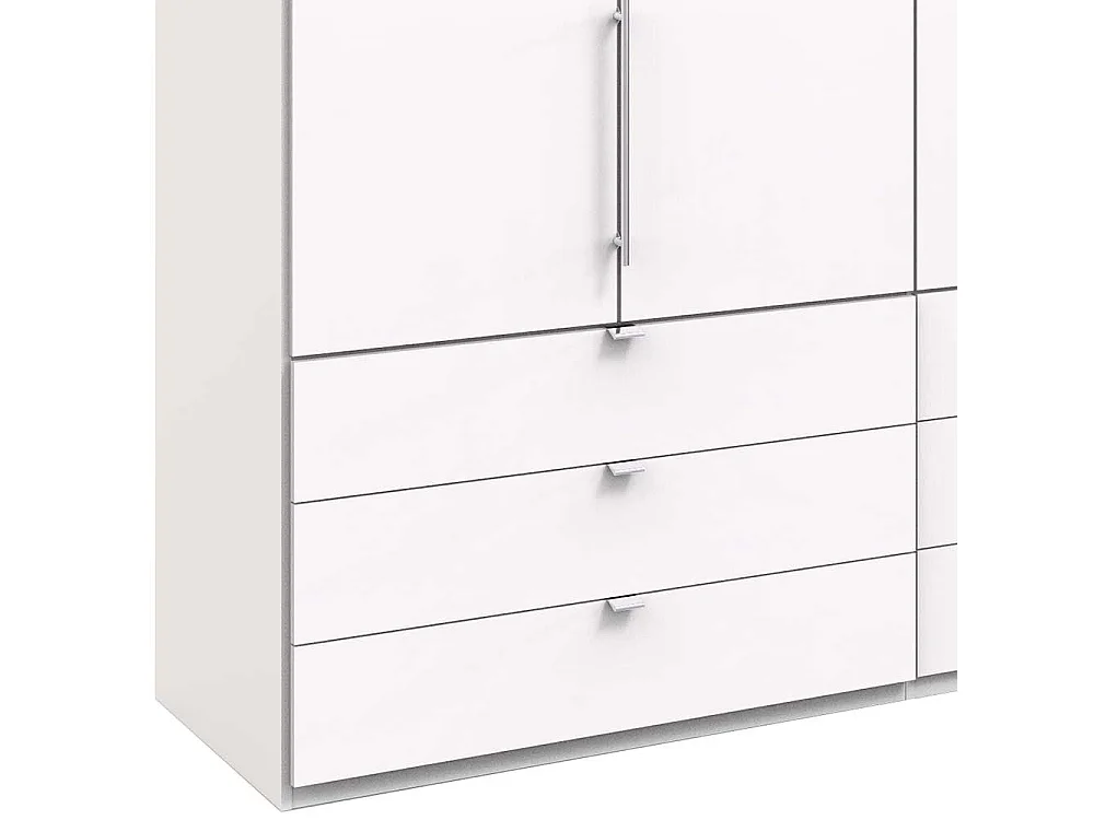 Weißer Ankleideschrank mit neun Schubladen 3 türig