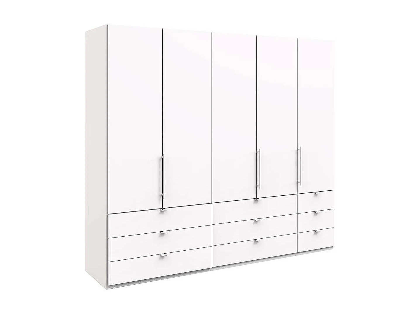 Weißer Ankleideschrank mit neun Schubladen 3 türig