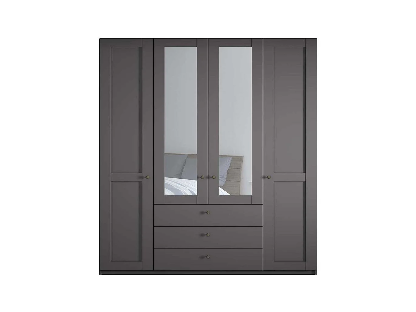 Schrank mit Spiegeltüren dunkelgrau 200 cm breit 216 cm hoch