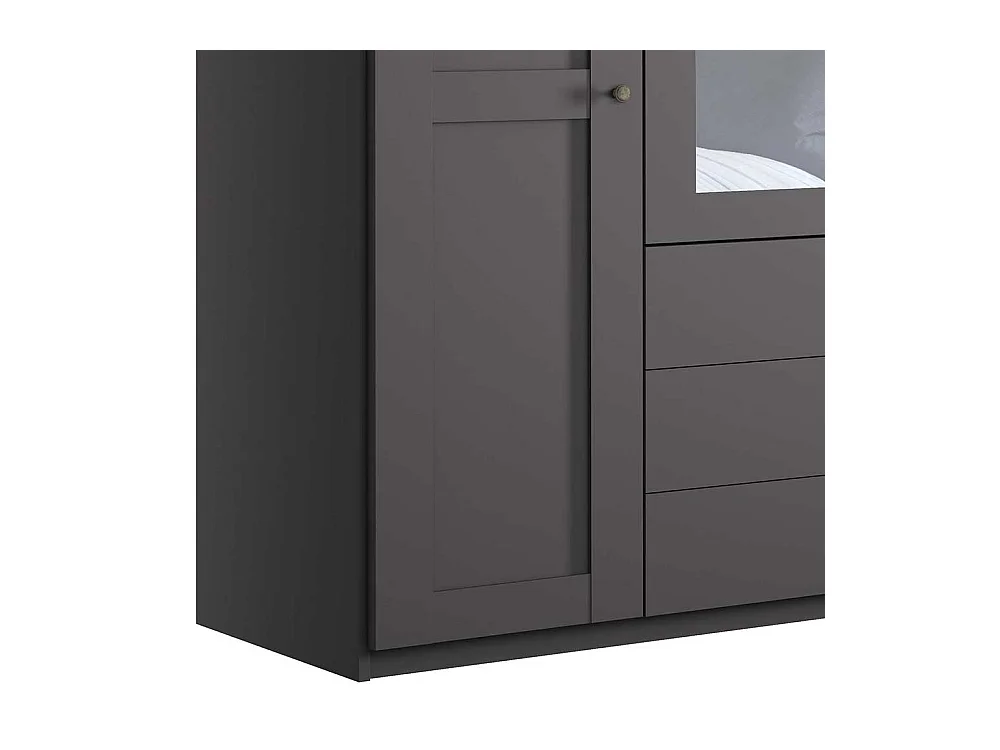 Schrank mit Spiegeltüren dunkelgrau 200 cm breit 216 cm hoch